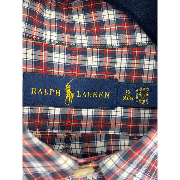 Ralph Lauren Blue Label Mens Plaid Button Down Long Sleeve Shirt Pony Red Large - Picture 5 of 5